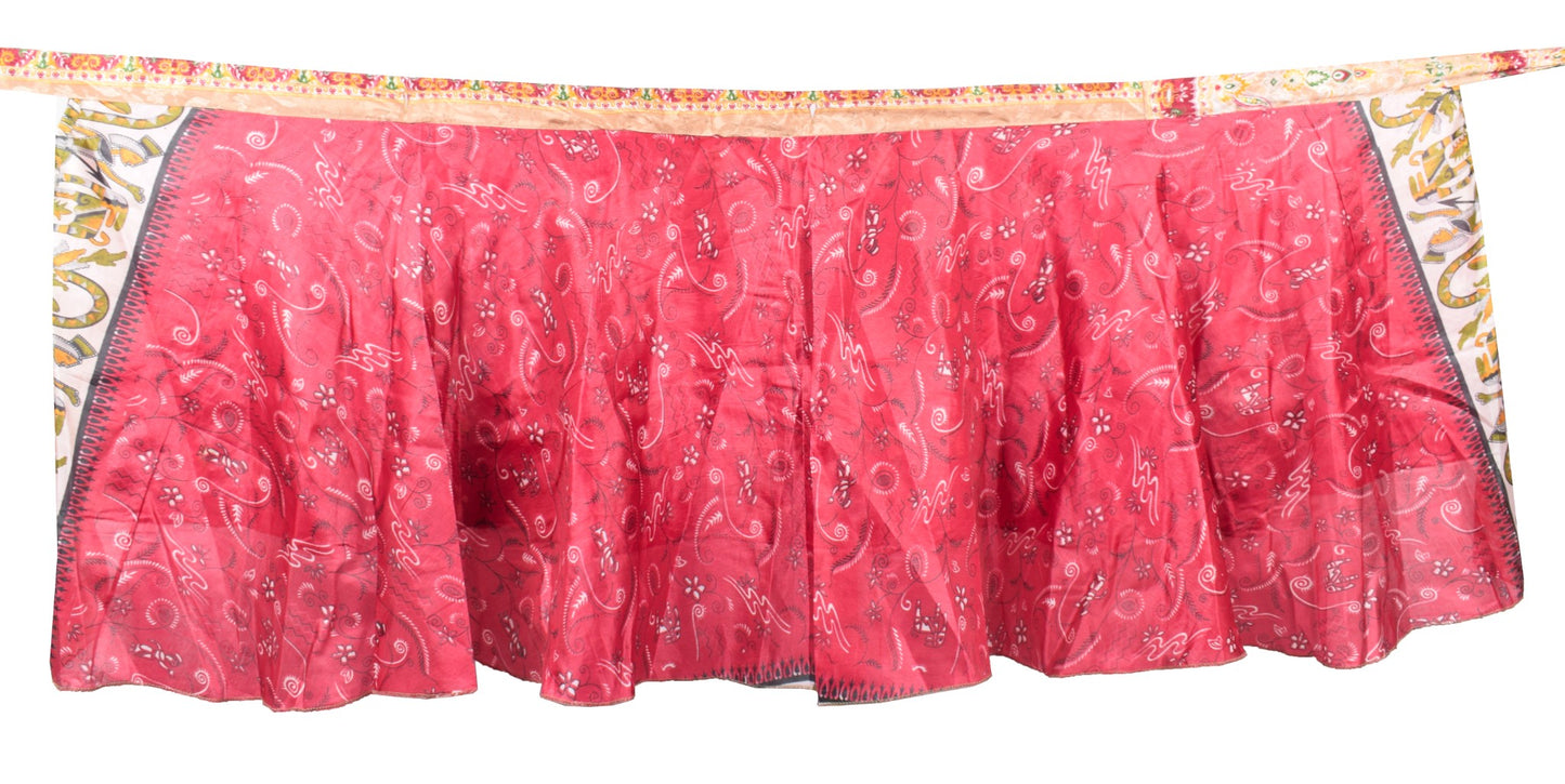 Sushila Vintage Red Floral Mini Wrap Magic Skirt Art Silk Reversible Beach Dress