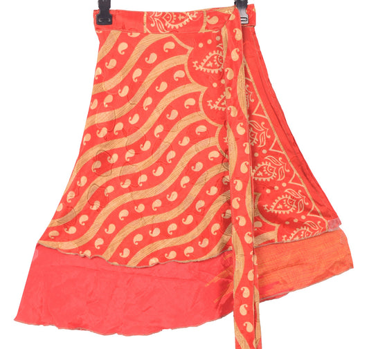 Sushila Vintage 2 Layer Mini Wrap Magic Skirt Indian Art Silk Reversible Beach Dress