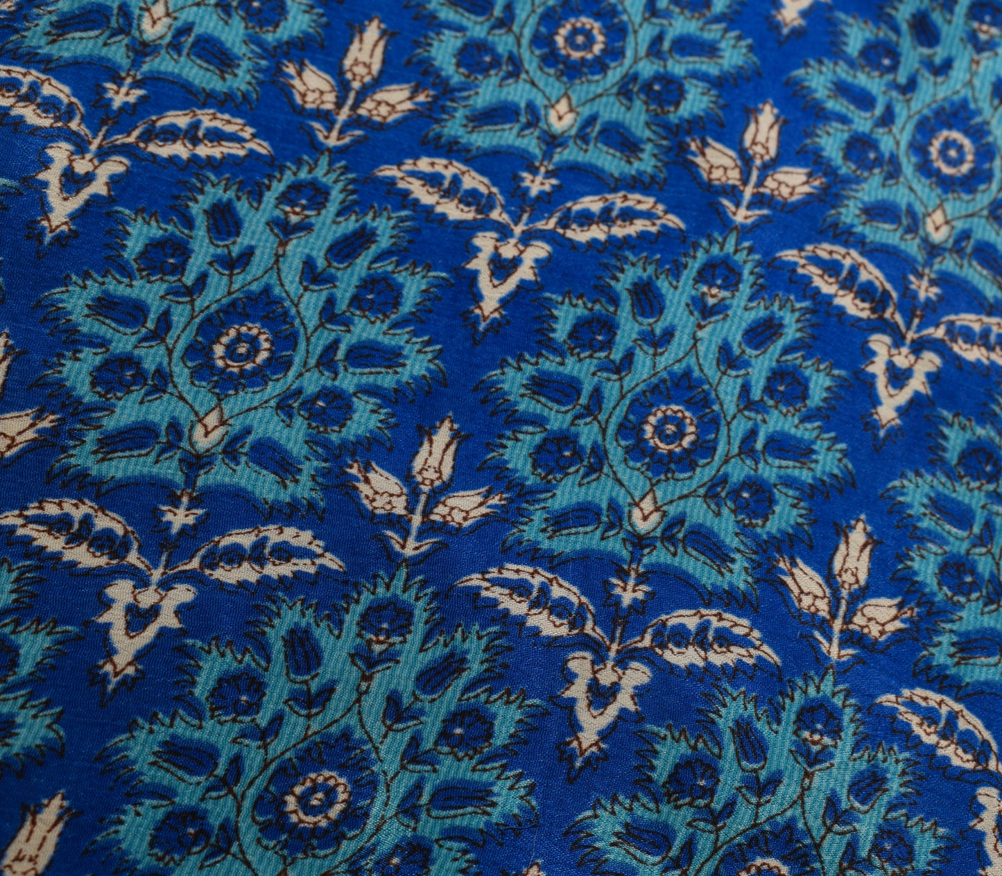 Sushila Vintage Blue Mini Wrap Magic Skirt Indian ArtSilk Reversible Beach Dress
