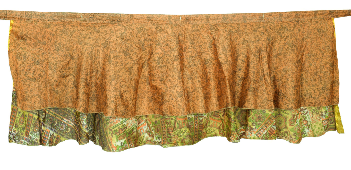 Sushila Vintage Mini Wrap Magic Skirt Floral Brown ArtSilk Reversible BeachDress