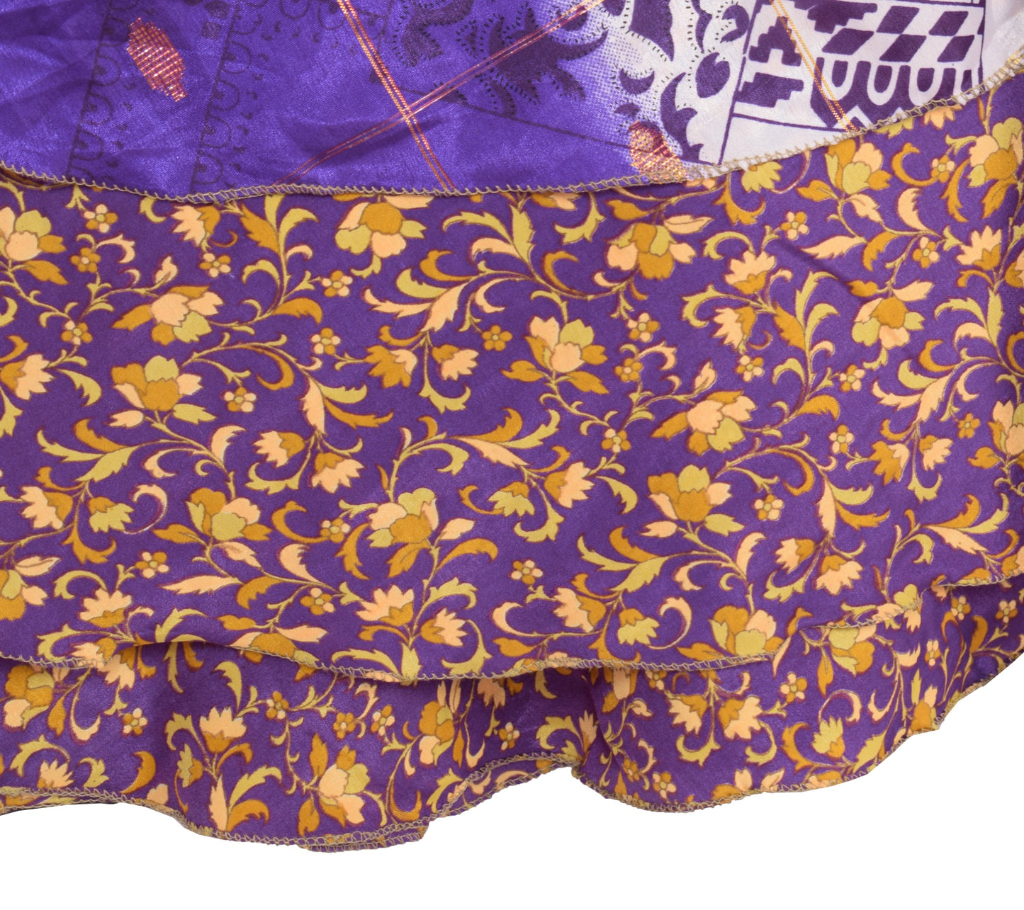 Sushila Vintage Purple Mini Wrap Magic Skirt Art Silk Reversible Beach Dress