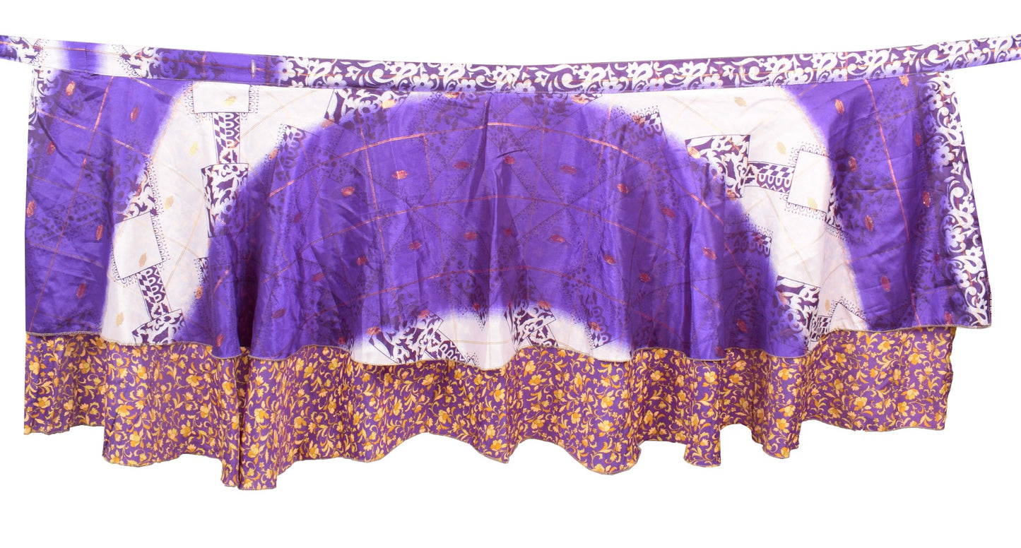 Sushila Vintage Purple Mini Wrap Magic Skirt Art Silk Reversible Beach Dress