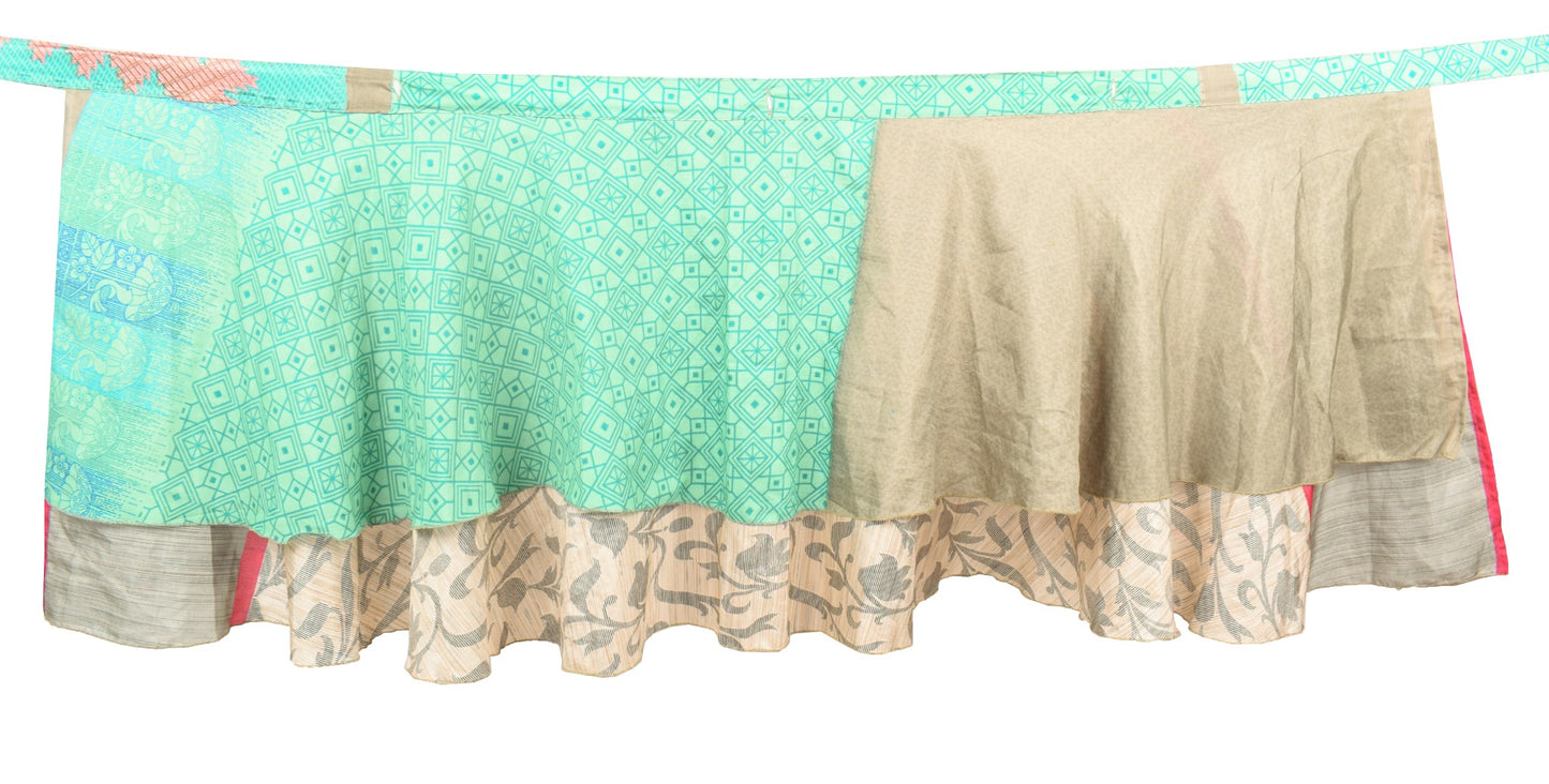 Sushila Vintage Floral Mini Wrap Magic Skirt Art Silk Reversible Beach Dress