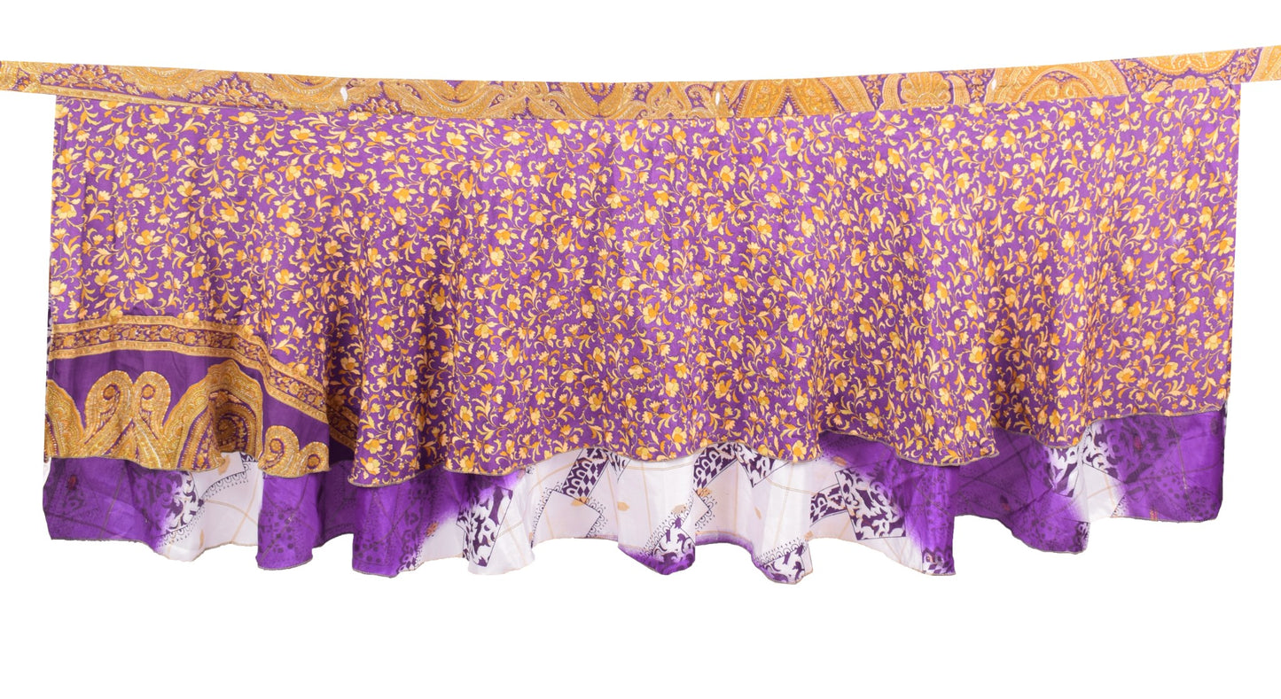 Sushila Vintage Purple Mini Wrap Magic Skirt Art Silk Reversible BeachDress Boho