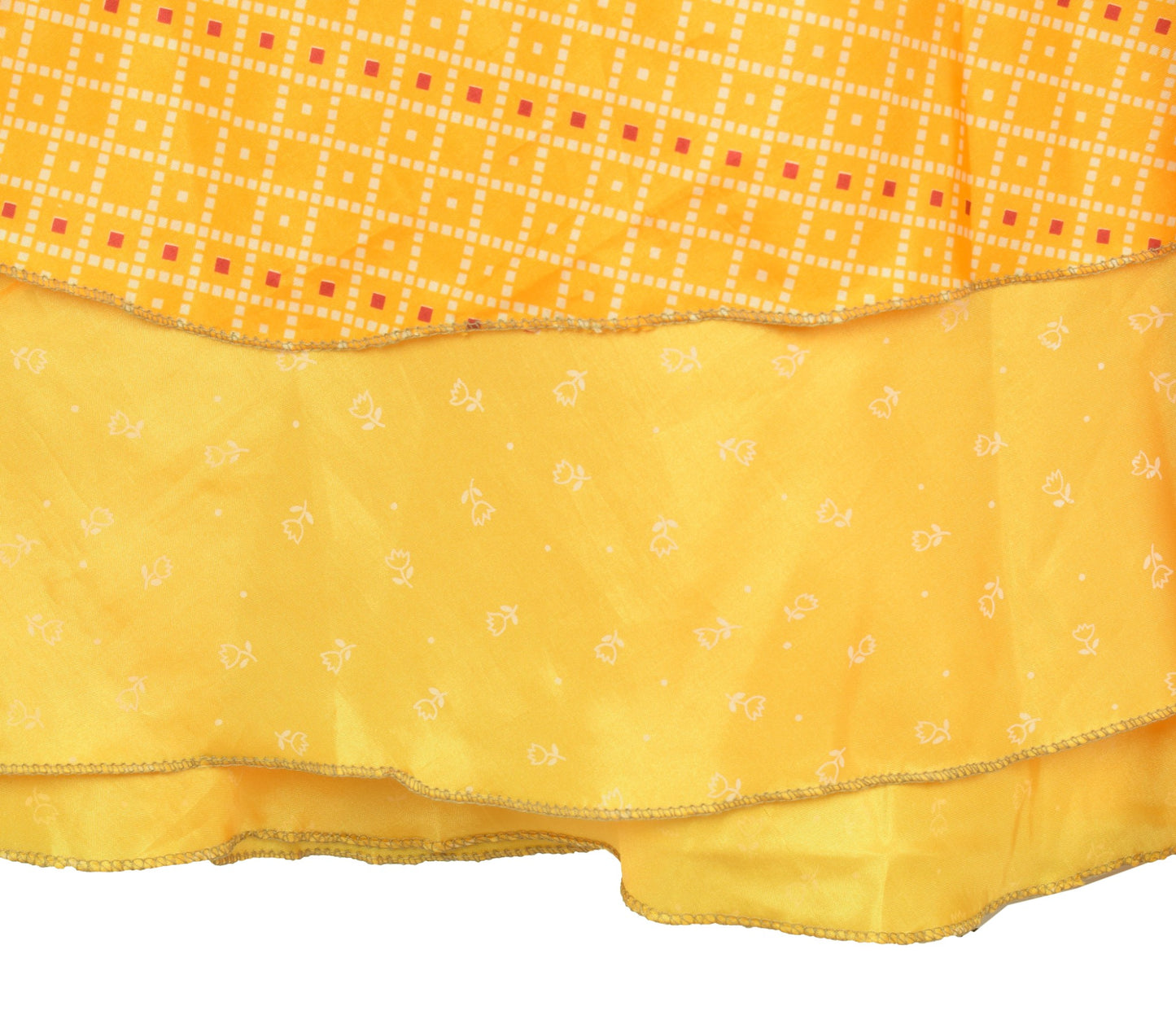 Sushila Vintage Mini Wrap Magic Skirt Art Silk Reversible Yellow Beach Dress