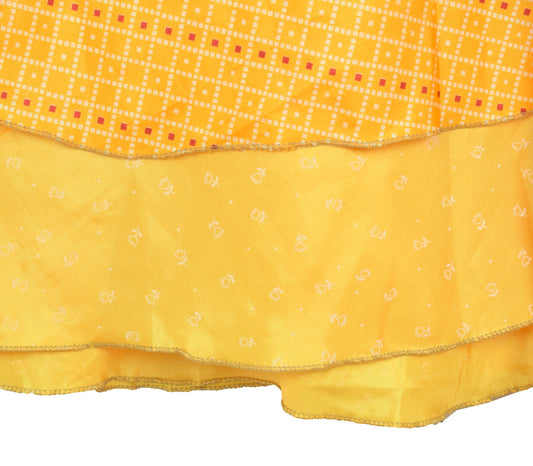 Sushila Vintage Mini Wrap Magic Skirt Art Silk Reversible Yellow Beach Dress