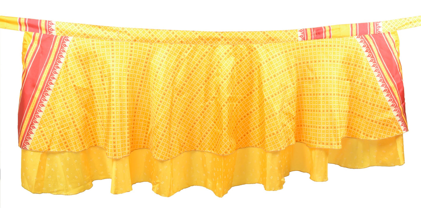 Sushila Vintage Mini Wrap Magic Skirt Art Silk Reversible Yellow Beach Dress