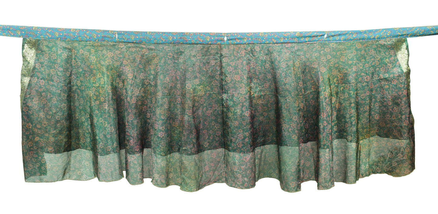 Sushila Vintage Dark Green Mini Wrap Magic Skirt Art Silk Reversible Beach Dress