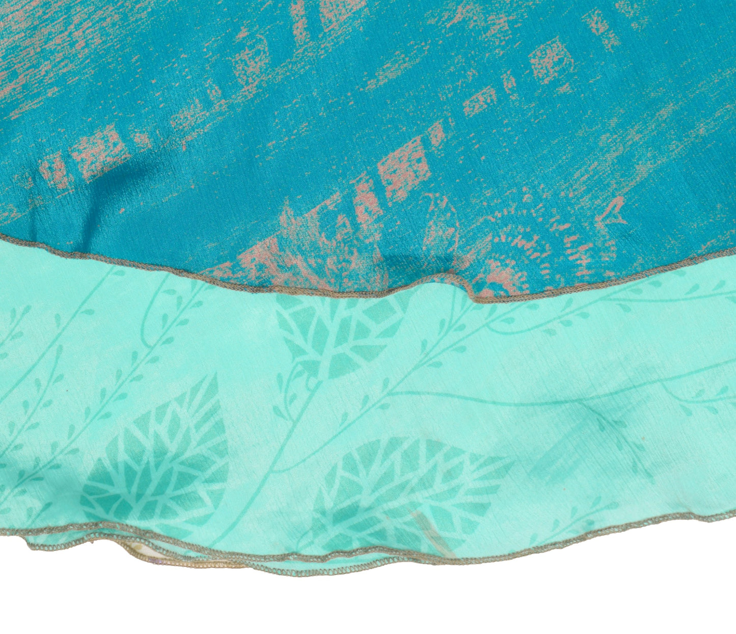 Sushila Vintage Mini Wrap Magic Skirt Art Silk Sari Reversible Aqua Beach Dress