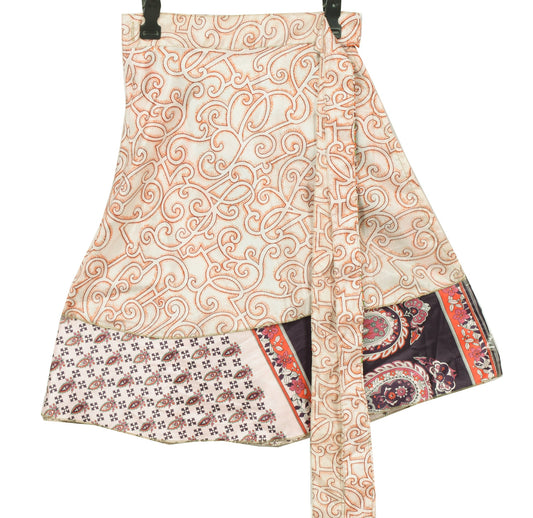 Sushila Vintage Floral Mini Wrap Magic Skirt Art Silk Reversible Beach Dress