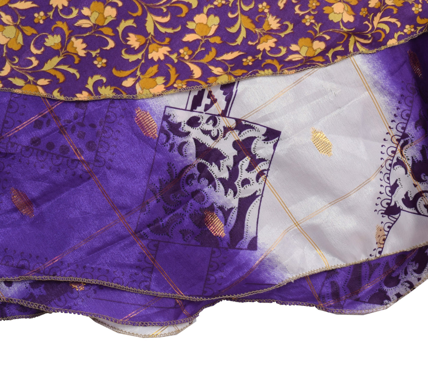 Sushila Vintage Purple Mini Wrap MagicSkirt Art Silk Sari Reversible Beach Dress