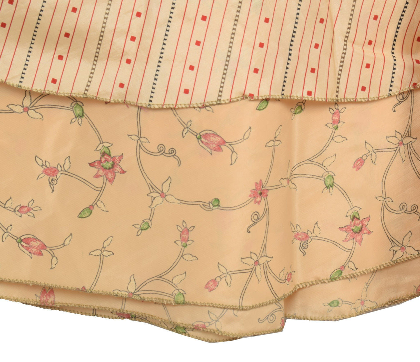 Sushila Vintage Mini Wrap Magic Skirt ArtSilk Reversible Peach Flora BeachDress