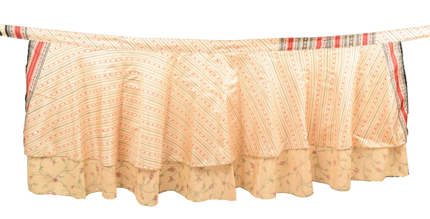 Sushila Vintage Mini Wrap Magic Skirt ArtSilk Reversible Peach Flora BeachDress