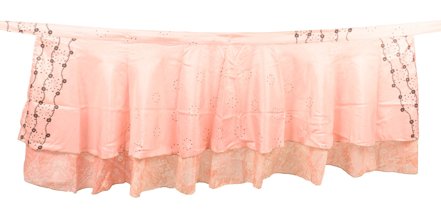 Sushila Vintage Pink Mini Wrap Magic Skirt Art Silk Reversible Beach Dress Boho