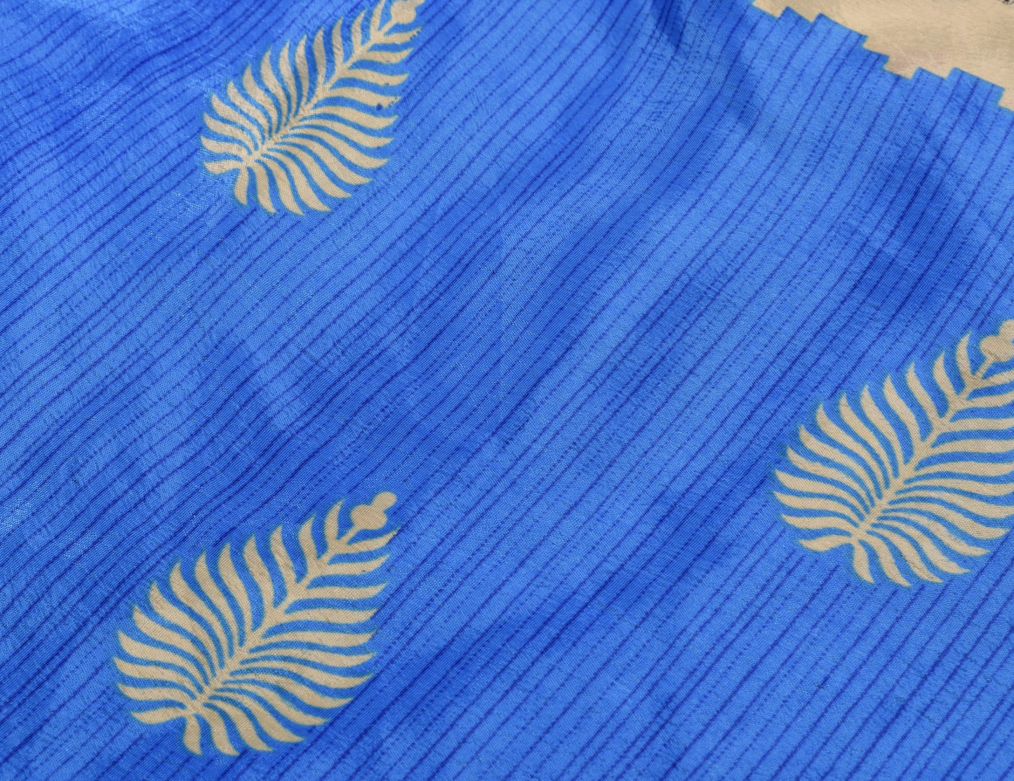 Sushila Vintage Blue Mini Wrap Magic Skirt Art Silk Sari Reversible Beach Dress