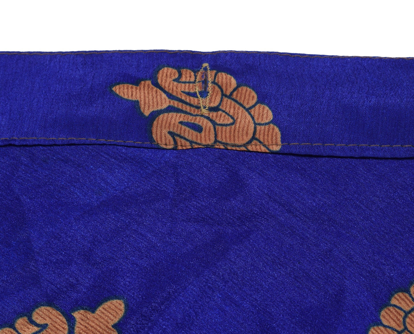 Sushila Vintage Blue Mini Wrap Magic Skirt Art Silk Sari Reversible Beach Dress