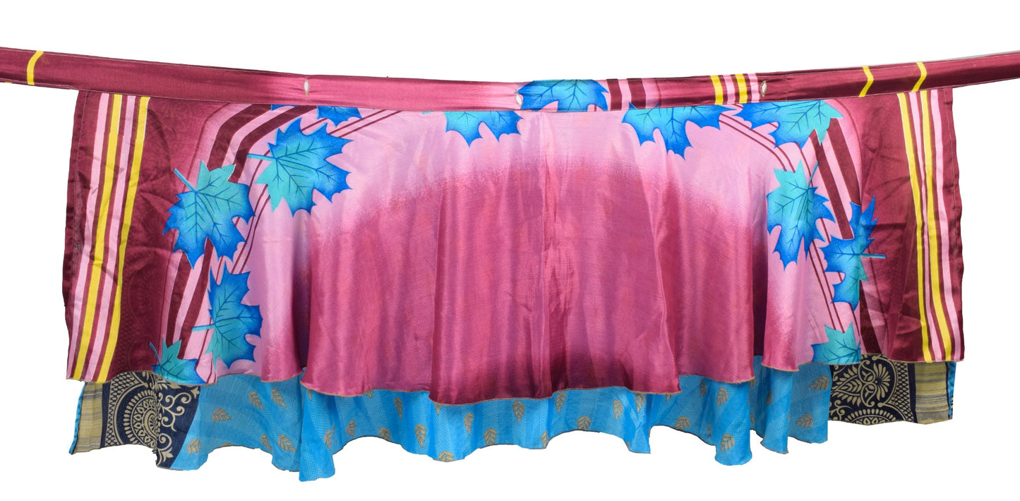 Sushila Vintage Blue Mini Wrap Magic Skirt Art Silk Reversible 2Layer BeachDress