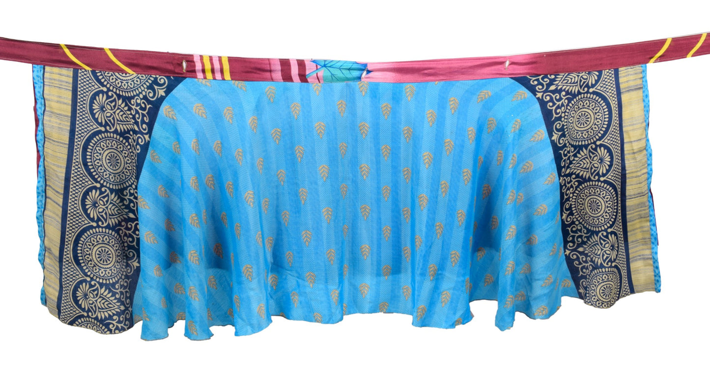 Sushila Vintage Blue Mini Wrap Magic Skirt Art Silk Reversible 2Layer BeachDress