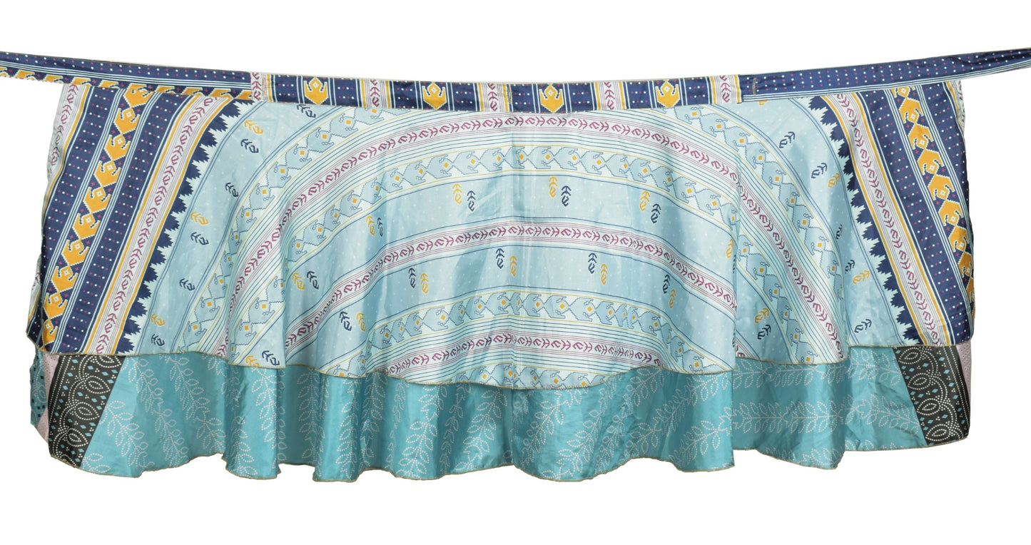 Sushila Vintage Mini Wrap Magic Skirt Art Silk Sari Reversible Floral eachDress