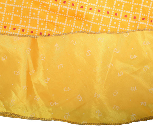 Sushila Vintage Mini Wrap Magic Skirt Art Silk Sari Reversible BeachDress Yellow