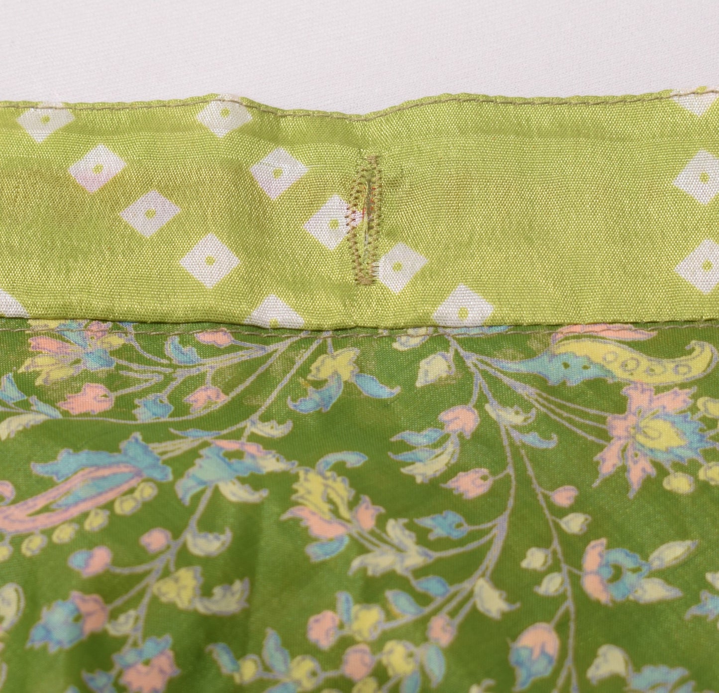 Sushila Vintage Mini Wrap Magic Skirt Art Silk Sari Green Reversible Beach Dress