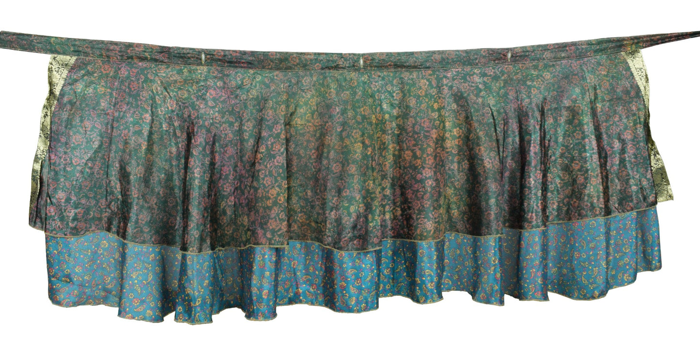 Sushila Vintage Floral Mini Wrap Magic Skirt Art Silk Sari Reversible BeachDress