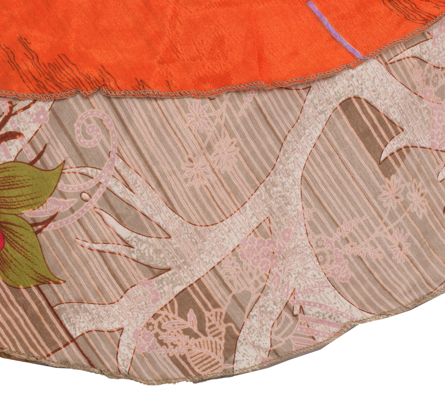 Sushila Vintage Orange Mini Wrap Magic Skirt Indian Art Silk Reversible Beach Dress