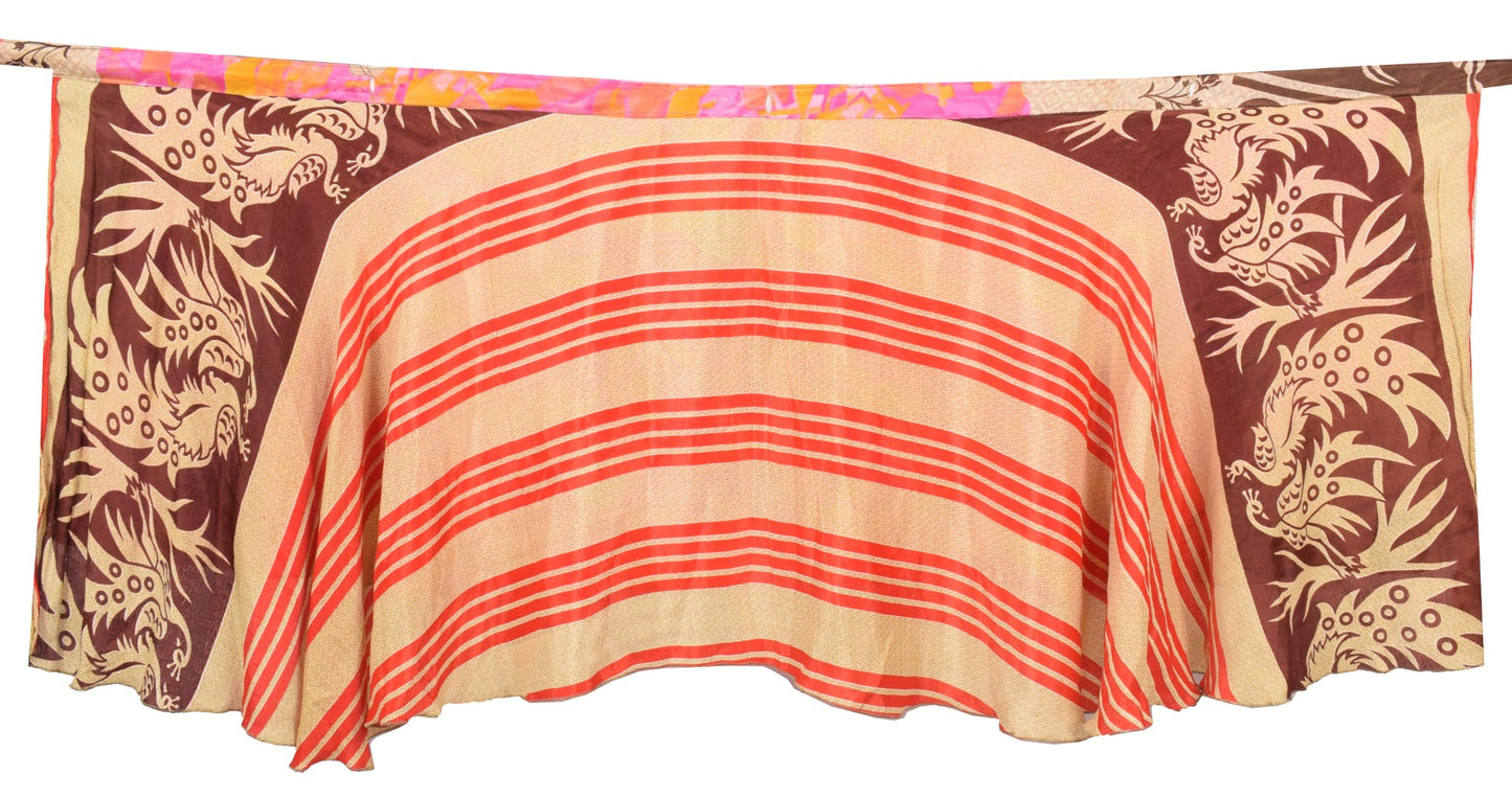 Sushila Vintage Pink Mini Wrap Magic Skirt Art Silk Reversible Beach Dress Boho