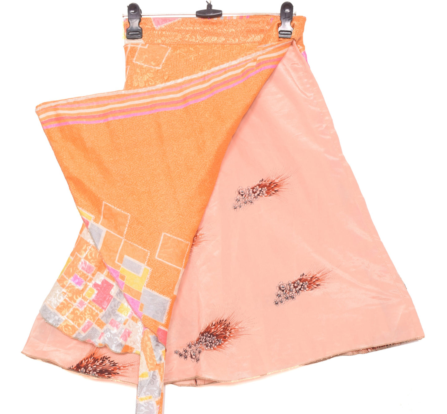 Sushila Vintage Mini Wrap Magic Skirt Indian Art Silk Reversible Beach Dress
