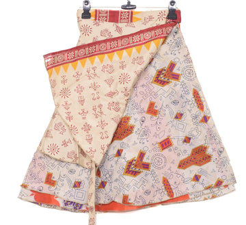 Sushila Vintage Mini Wrap Magic Skirt Indian Art Silk Reversible Beach Dress
