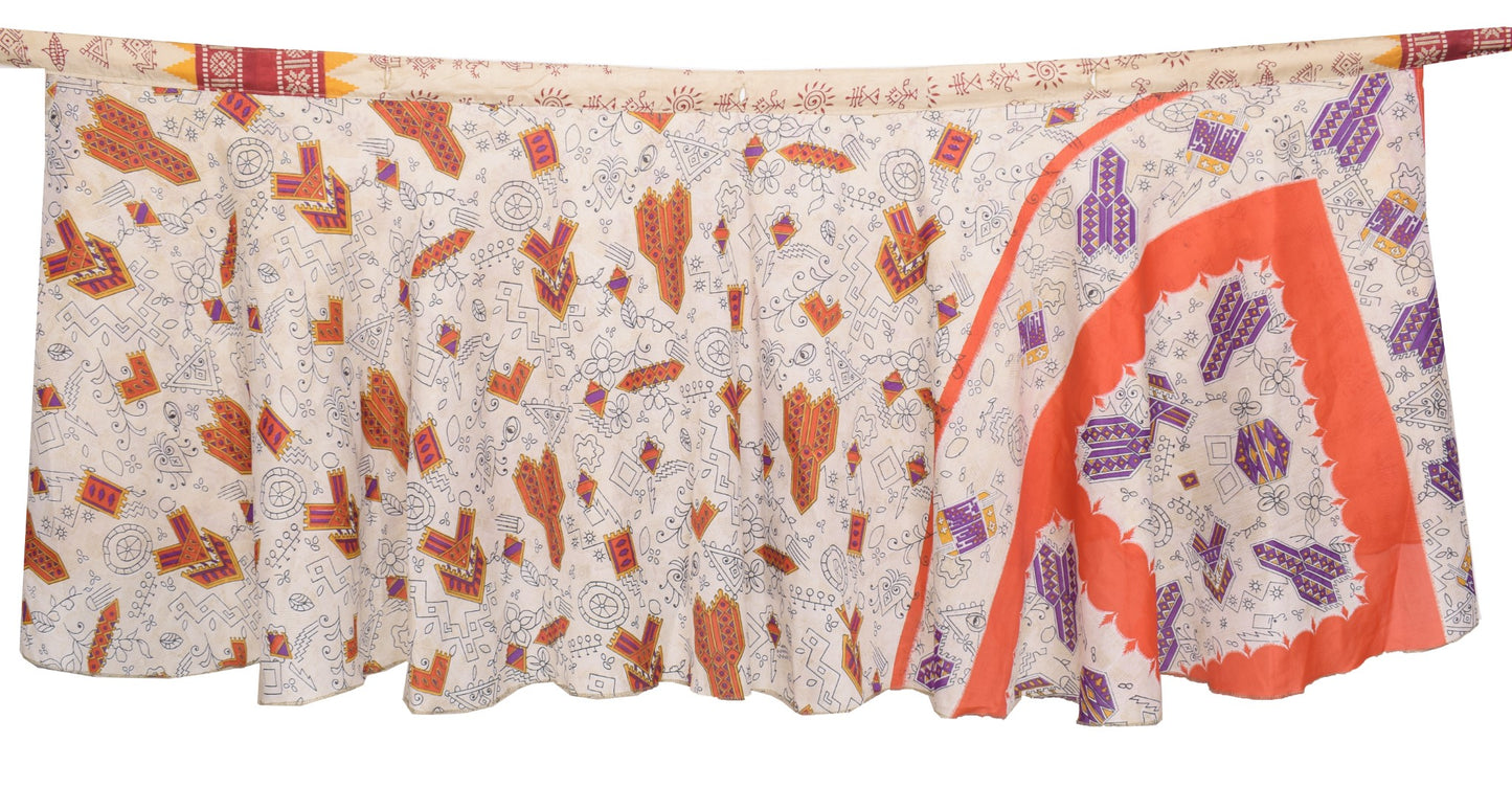 Sushila Vintage Mini Wrap Magic Skirt Indian Art Silk Reversible Beach Dress