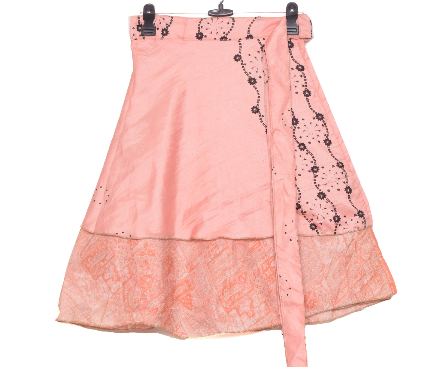 Sushila Vintage Mini Wrap Magic Skirt Indian Art Silk Reversible Beach Dress