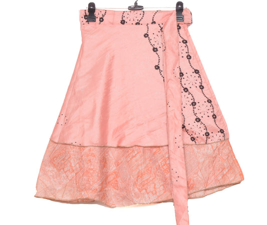 Sushila Vintage Mini Wrap Magic Skirt Indian Art Silk Reversible Beach Dress