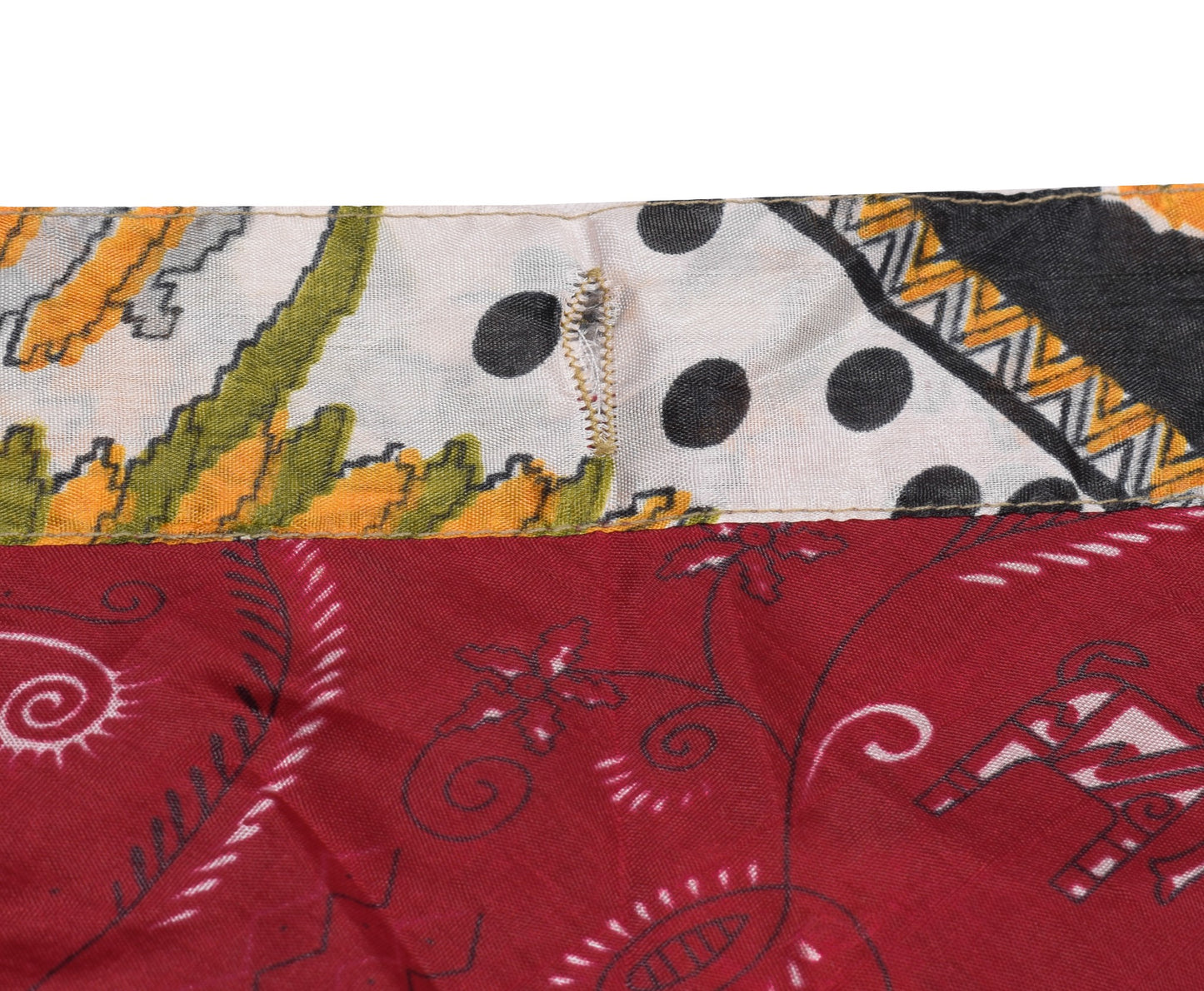 Sushila Vintage Maroon Mini WrapMagic Skirt Art Silk Reversible Beach Dress Boho