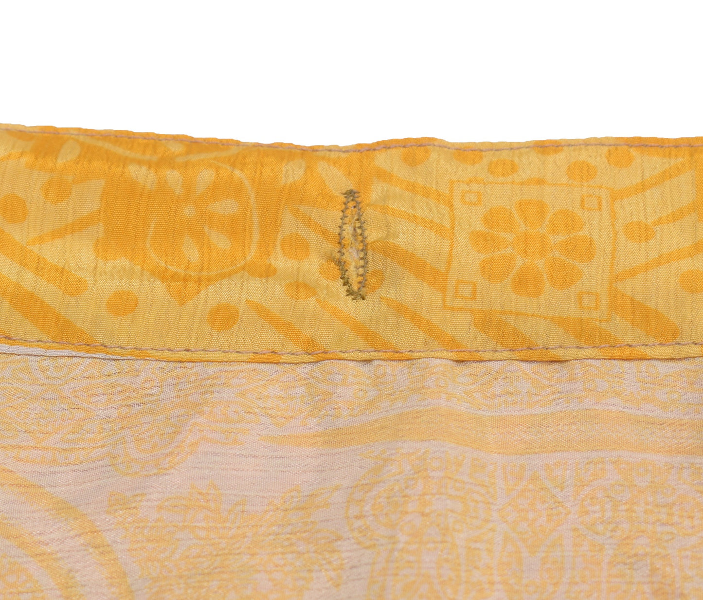 Sushila Vintage Yellow Mini Wrap Magic Skirt Art Silk Reversible Beach Dress