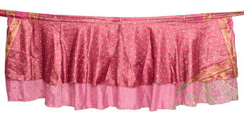 Sushila Vintage Pink Mini Wrap Magic Skirt Indian ArtSilk Reversible Beach Dress