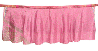 Sushila Vintage Pink Mini Wrap Magic Skirt Indian ArtSilk Reversible Beach Dress