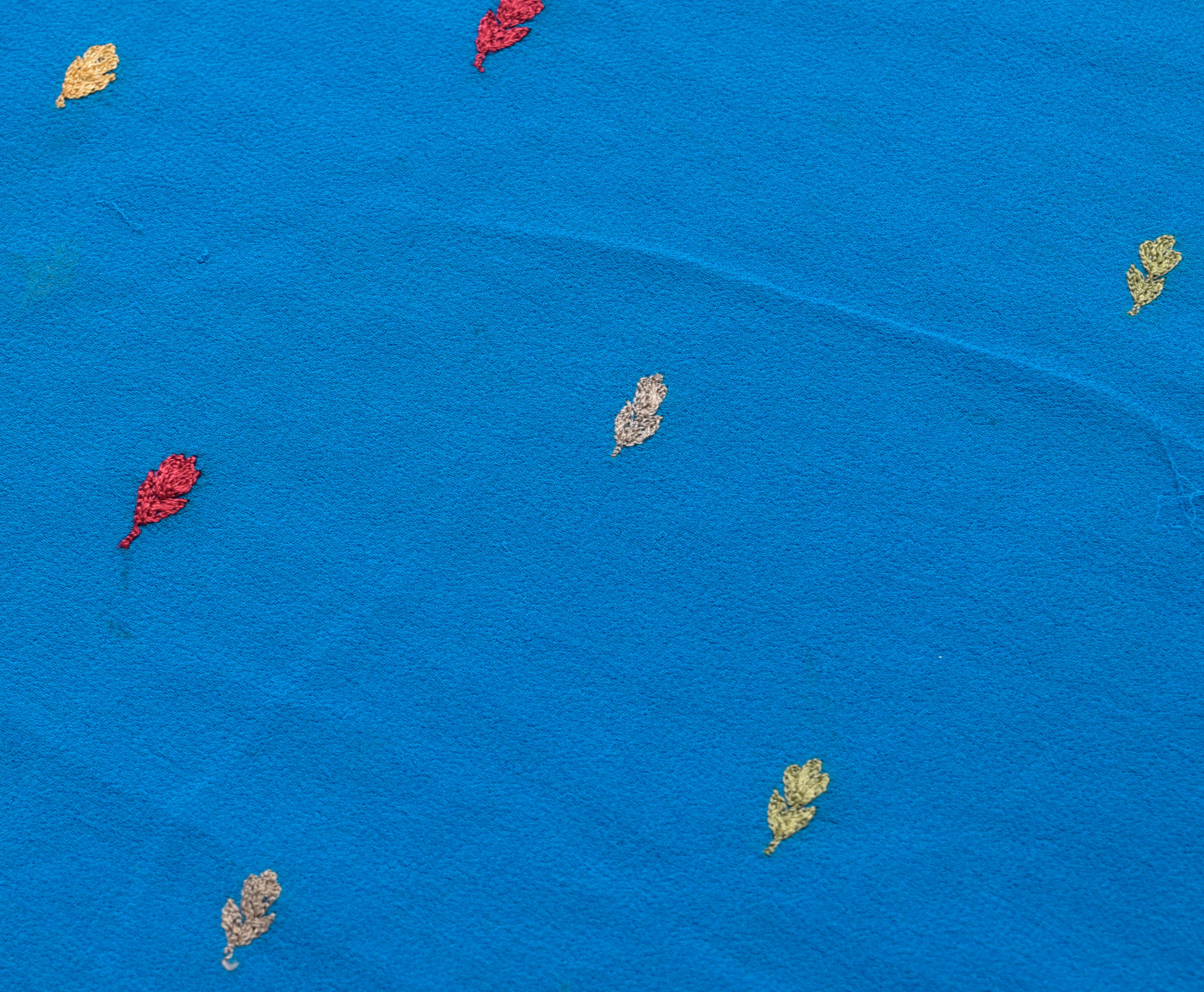 Sushila Vintage Blue Sari Remnant Scrap Floral Embroidery Georgette Craft Fabric