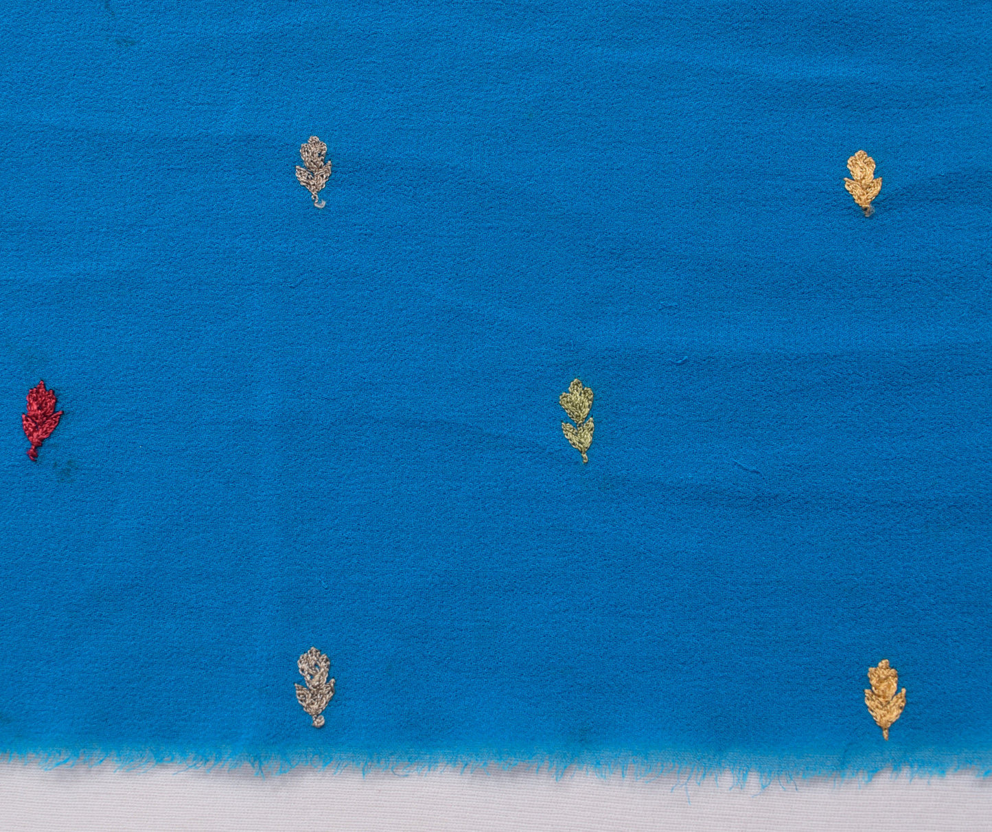 Sushila Vintage Blue Sari Remnant Scrap Floral Embroidery Georgette Craft Fabric