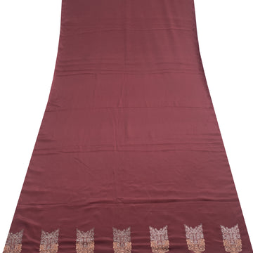 Sushila Vintage Sari Remnant Scrap Multi Purpose Maroon Crepe Silk Craft Fabric