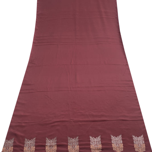 Sushila Vintage Sari Remnant Scrap Multi Purpose Maroon Crepe Silk Craft Fabric