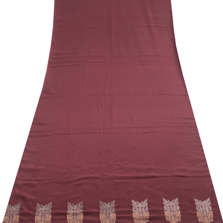 Sushila Vintage Sari Remnant Scrap Multi Purpose Maroon Crepe Silk Craft Fabric