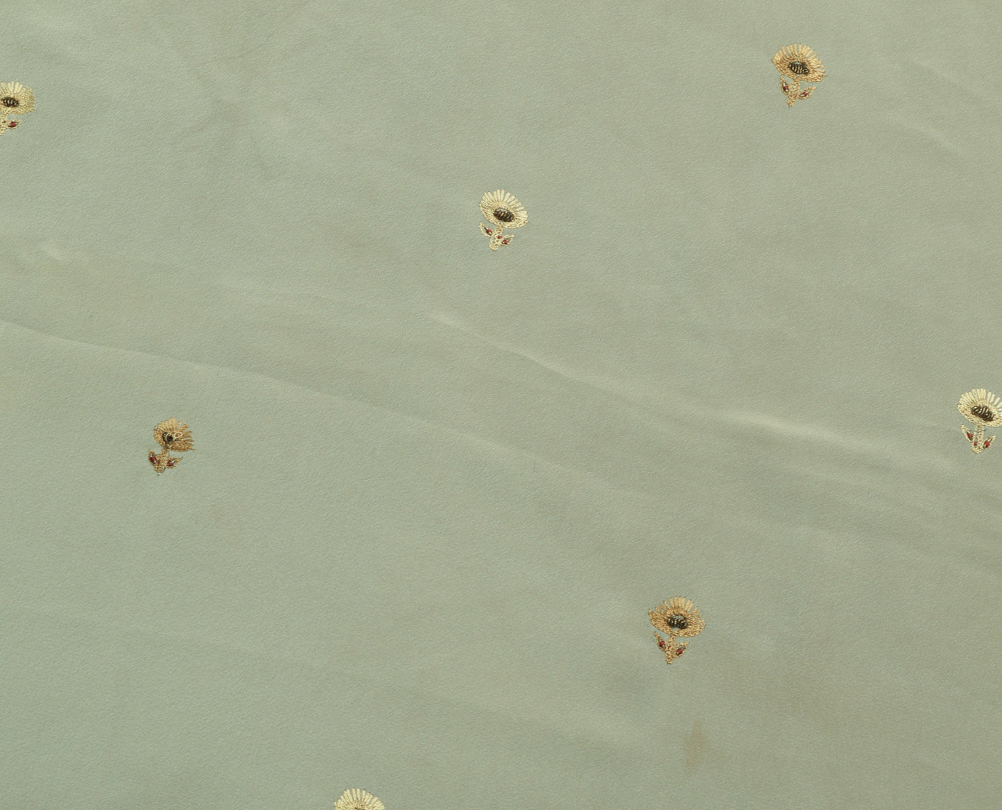 Sushila Vintage Grayish Green Silk Sari Remnant Scrap Multi Purpose Craft Fabric