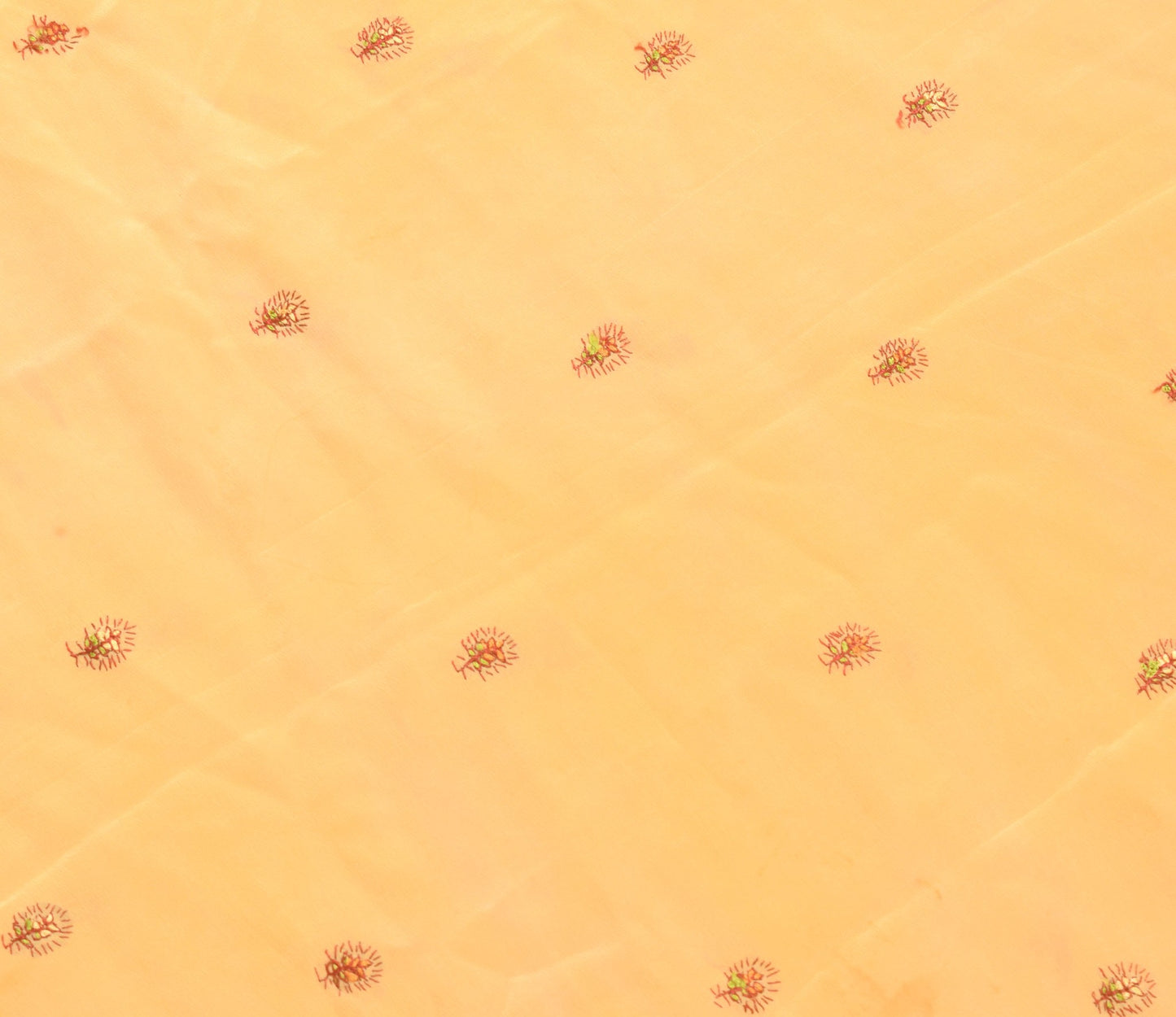 Sushila Vintage Peach Crepe Sari Remnant Scrap Multi Purpose Floral Craft Fabric
