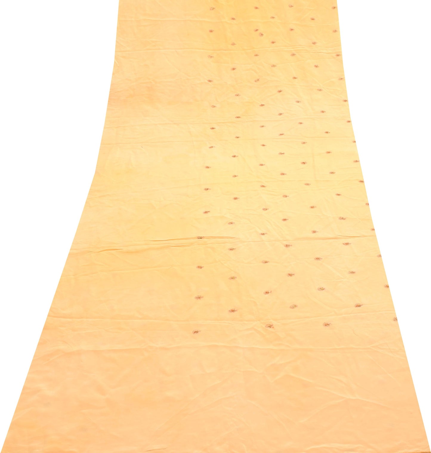 Sushila Vintage Peach Crepe Sari Remnant Scrap Multi Purpose Floral Craft Fabric