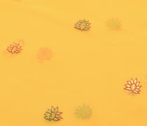 Sushila Vintage Yellow Georgette Sari Remnant Scrap Embroidered  Craft Fabric
