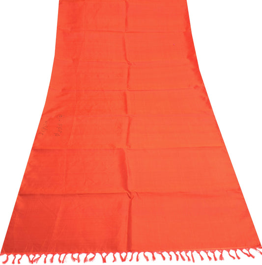 Sushila Vintage Pure Silk Sari Remnant Scrap Multi Purpose Orange Craft Fabric
