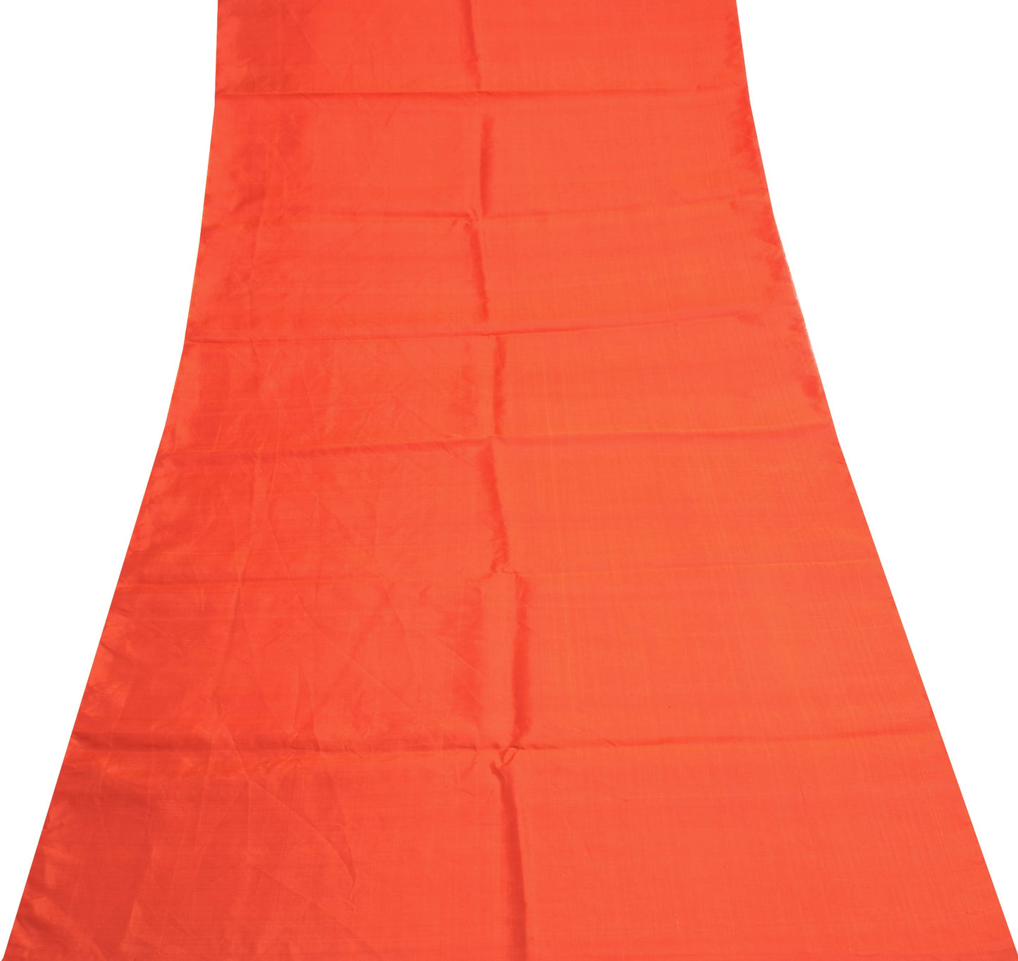 Sushila Vintage Pure Silk Sari Remnant Scrap Multi Purpose Orange Craft Fabric
