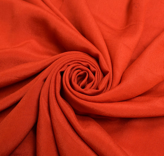 Sushila Vintage Orange Sari Remnant Scrap Multi Purpose Pure Crepe Craft Fabric