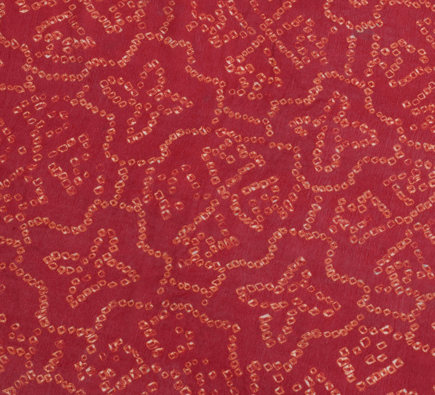 Sushila Vintage Red Sari Remnant Scrap Bandhani Printed Pure Georgette Fabric